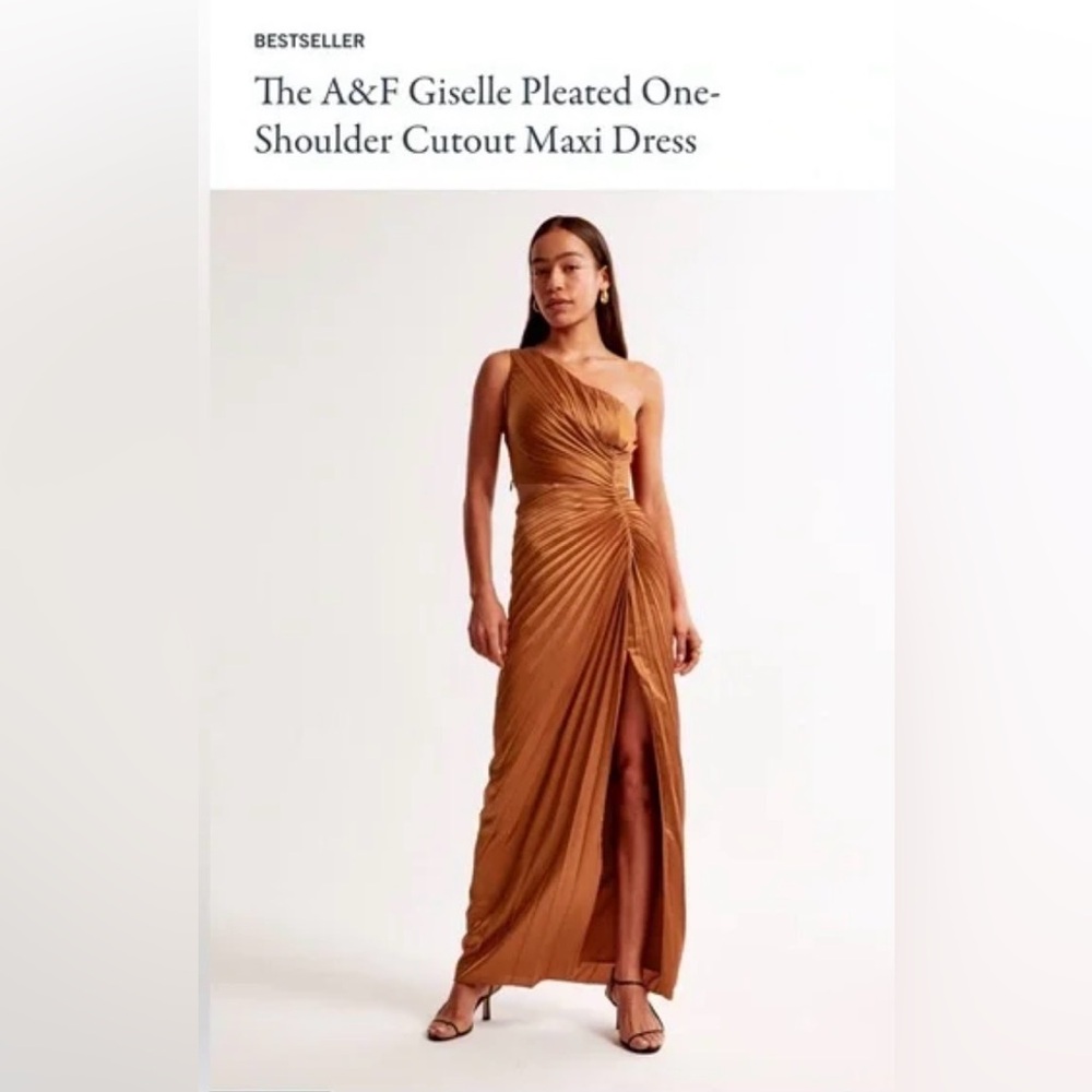 Abercrombie & Fitch One-Shoulder Pleated Maxi Dress - Tan